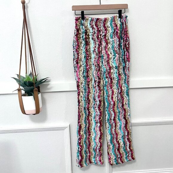 NWOT Free People Disco Flare Pants Multicolor Sequin Size 4 - Picture 8 of 8